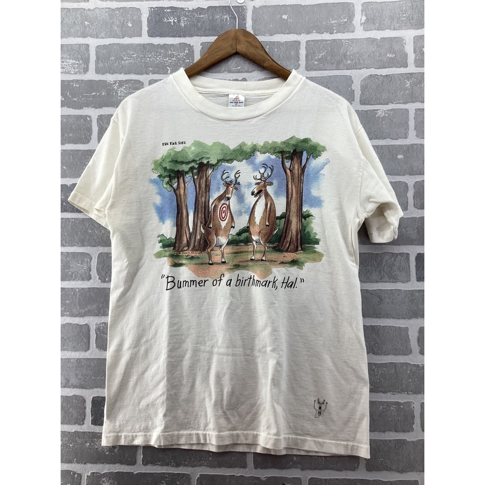 Vintage The Far Side Gary Larson Bummer of a Birthmark Hal Deer T-Shirt Large